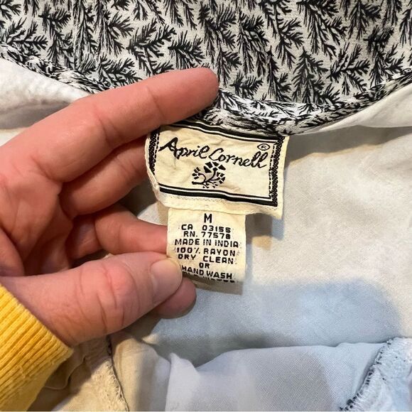 April Cornell Vintage 90s Black & White Patterned Ruffle Dress - Picture 8 of 8